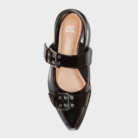 Open Box - Wild Fable - Women's Peyton Double Buckle Slingback Flats with  Black - Picture 3 of 3
